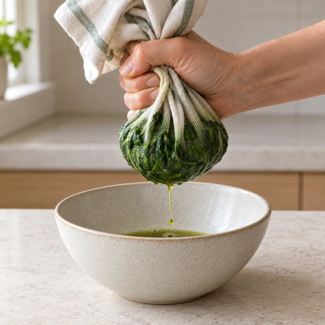 Cook and squeeze the spinach
