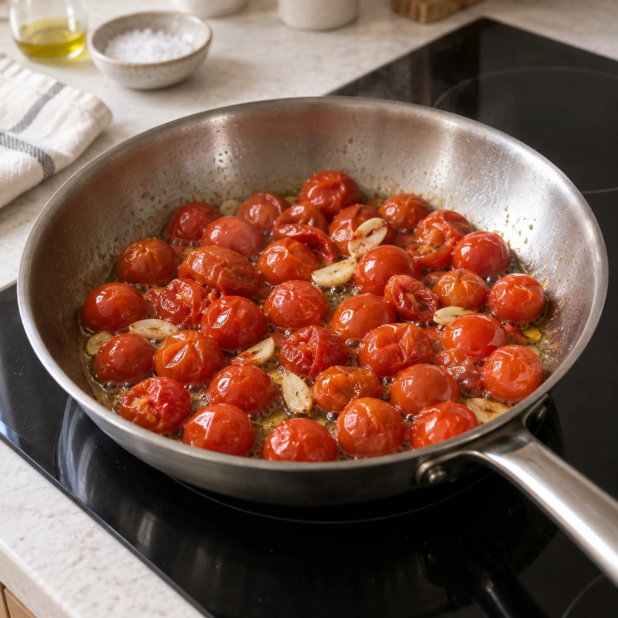 Burst the tomatoes