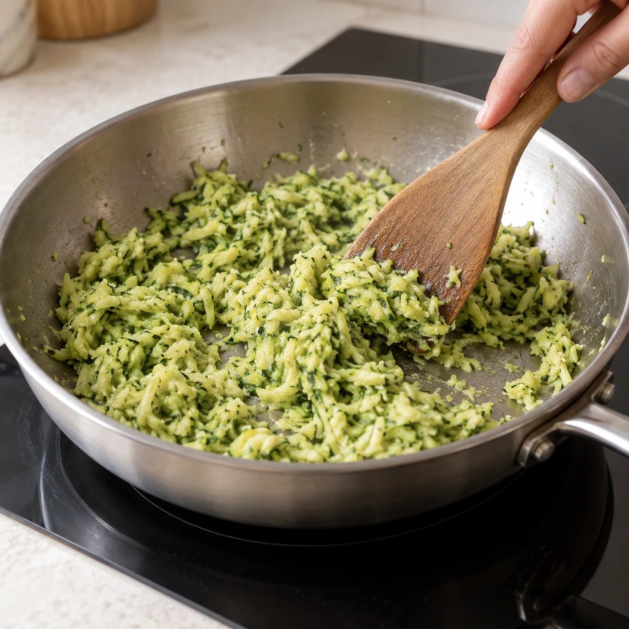 Cook the zucchini dry