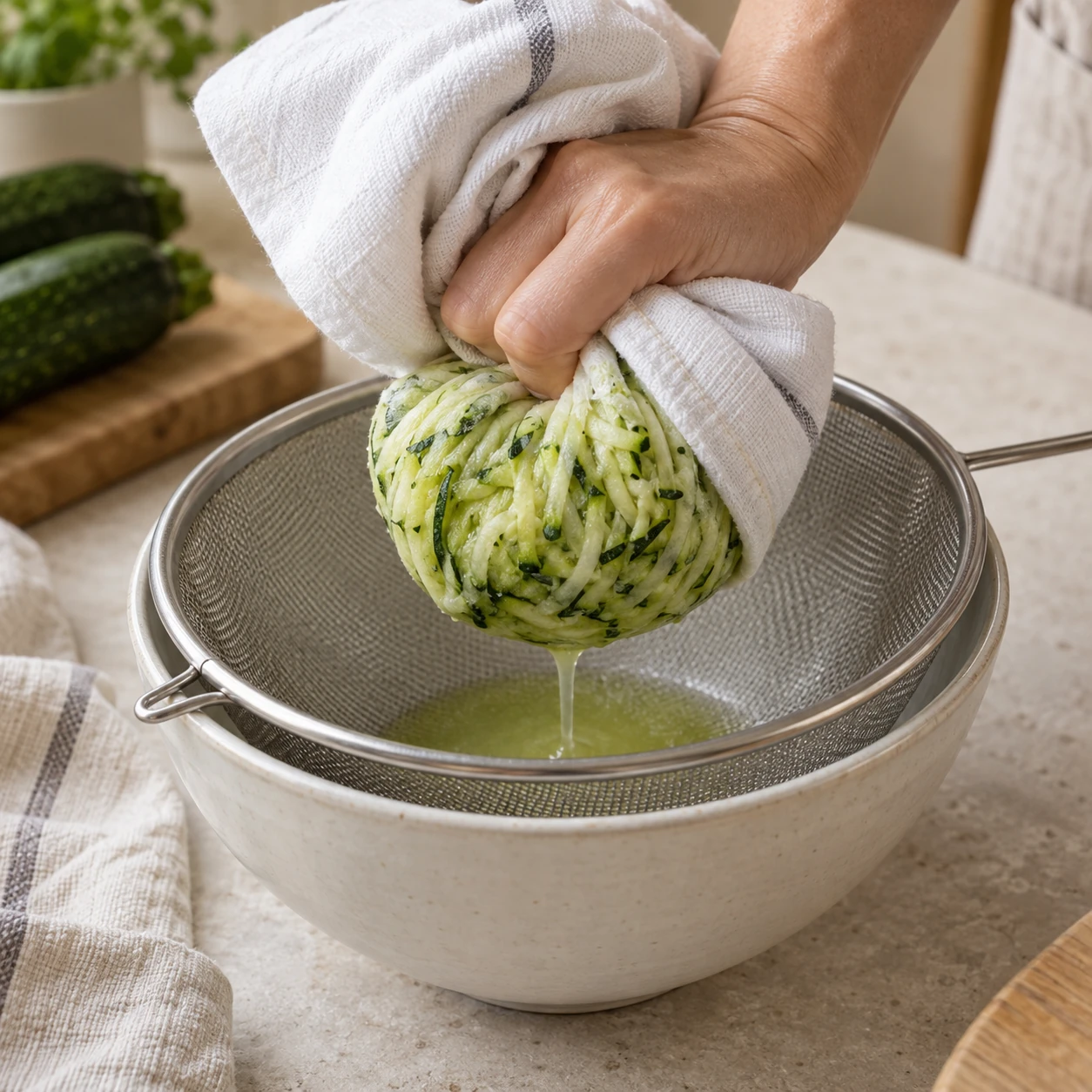 Drain and cook the zucchini